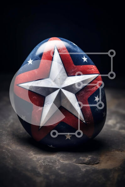 Intra Συλλεκτικό Ξύλινο Παζλ Plywood  4mm - Ροκ με αστέρι της σημαίας των ΗΠΑ Σε Ξύλινο Κουτί - Διαστάσεις: 10x10 cm – 25 κομμάτια