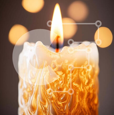 Intra Συλλεκτικό Ξύλινο Παζλ Plywood 4mm - Αναμμένο κερί με πολύχρωμα φώτα Bokeh Σε Ξύλινο Κουτί - Διαστάσεις Puzzle: 10x10 cm – 25 κομμάτια - Image 1