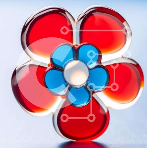 Intra Συλλεκτικό Ξύλινο Παζλ Plywood  4mm - Καρφίτσα με κόκκινο, μπλε και λευκό λουλούδι Σε Ξύλινο Κουτί - Διαστάσεις Puzzle: 10x10 cm – 25 κομμάτια - Image 1