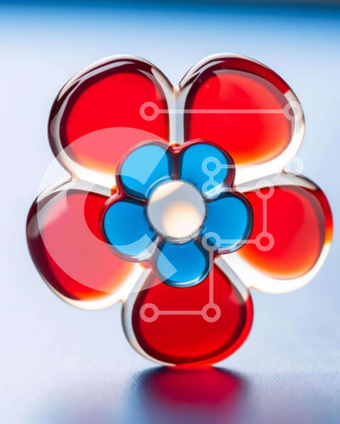 Intra Συλλεκτικό Ξύλινο Παζλ Plywood  4mm - Καρφίτσα με κόκκινο, μπλε και λευκό λουλούδι Σε Ξύλινο Κουτί - Διαστάσεις Puzzle: 10x10 cm – 25 κομμάτια