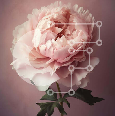 Intra Συλλεκτικό Ξύλινο Παζλ Plywood  4mm - Ανθισμένο ροζ λουλούδι παιώνιας σε ροζ φόντο Σε Ξύλινο Κουτί - Διαστάσεις: 10x10 cm – 25 κομμάτια - Image 1