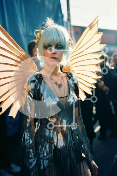 Intra Συλλεκτικό Ξύλινο Παζλ Plywood  4mm - Γυναίκα με στολή αγγέλου με ασημένια φτερά Σε Ξύλινο Κουτί - Διαστάσεις Puzzle: 10x10 cm – 25 κομμάτια