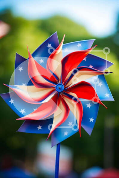 Intra Συλλεκτικό Ξύλινο Παζλ Plywood  4mm - Κόκκινο, λευκό και μπλε τροχό με αστέρια και ρίγες Σε Ξύλινο Κουτί - Διαστάσεις Puzzle: 10x10 cm – 25 κομμάτια