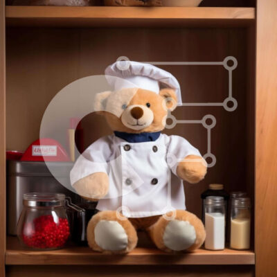Intra Συλλεκτικό Ξύλινο Παζλ Plywood  4mm - Teddy Bear Chef στο ράφι με είδη μαγειρικής Σε Ξύλινο Κουτί - Διαστάσεις: 10x10 cm – 25 κομμάτια - Image 1