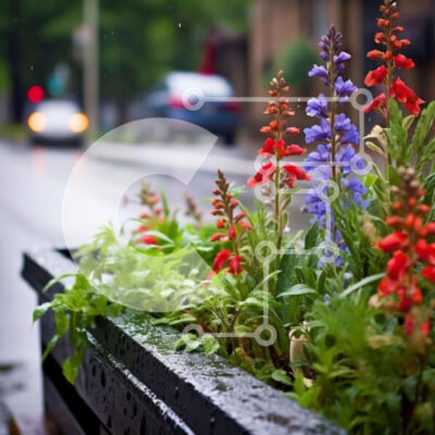 Intra Συλλεκτικό Ξύλινο Παζλ Plywood  4mm - Πολύχρωμα λουλούδια στη βροχή Σε Ξύλινο Κουτί - Διαστάσεις: 10x10 cm – 25 κομμάτια - Image 1