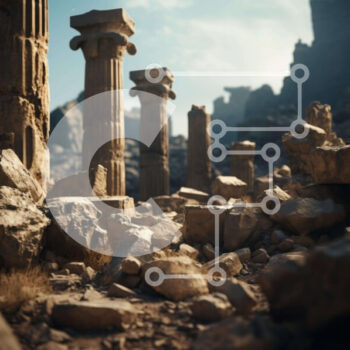 Intra Συλλεκτικό Ξύλινο Παζλ Plywood  4mm - Αρχαίος ναός με πυλώνες και αντικείμενα Σε Ξύλινο Κουτί - Διαστάσεις Puzzle: 10x10 cm – 25 κομμάτια - Image 1