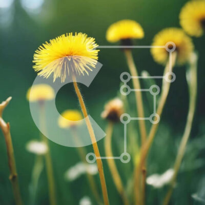 Intra Συλλεκτικό Ξύλινο Παζλ Plywood  4mm - Άποψη από κοντά των κίτρινων πικραλίδων Σε Ξύλινο Κουτί - Διαστάσεις: 10x10 cm – 25 κομμάτια - Image 1