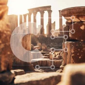 Intra Συλλεκτικό Ξύλινο Παζλ Plywood  4mm - Ερείπια αρχαίας πόλης με πυλώνες και στήλες Σε Ξύλινο Κουτί - Διαστάσεις Puzzle: 10x10 cm – 25 κομμάτια - Image 1