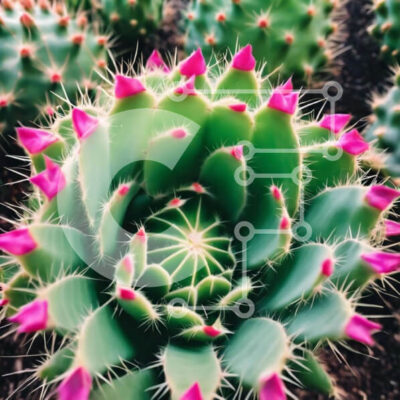 Intra Συλλεκτικό Ξύλινο Παζλ Plywood 4mm - Πράσινα και ροζ φυτά κάκτων στην έρημο Σε Ξύλινο Κουτί - Διαστάσεις: 10x10 cm – 25 κομμάτια - Image 1