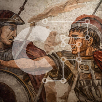 Intra Συλλεκτικό Ξύλινο Παζλ Plywood  4mm - Ζωγραφική Ρωμαίων Στρατιωτών Σε Ξύλινο Κουτί - Διαστάσεις Puzzle: 10x10 cm – 25 κομμάτια - Image 1