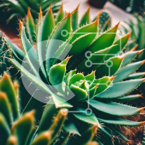 Intra Συλλεκτικό Ξύλινο Παζλ Plywood  4mm - Κοντινό πλάνο των πράσινων φυτών κάκτων Σε Ξύλινο Κουτί - Διαστάσεις: 10x10 cm – 25 κομμάτια