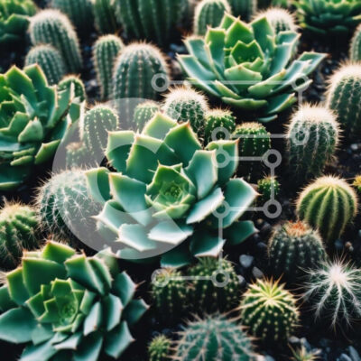 Intra Συλλεκτικό Ξύλινο Παζλ Plywood  4mm - Γκρο πλαν πράσινων φυτών κάκτων Σε Ξύλινο Κουτί - Διαστάσεις: 10x10 cm – 25 κομμάτια - Image 1