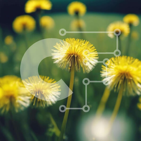 Intra Συλλεκτικό Ξύλινο Παζλ Plywood  4mm - Κίτρινες πικραλίδες σε ένα χορταριασμένο χωράφι Σε Ξύλινο Κουτί - Διαστάσεις: 10x10 cm – 25 κομμάτια