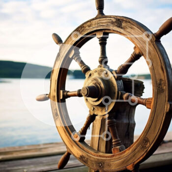 Intra Συλλεκτικό Ξύλινο Παζλ Plywood  4mm - Ξύλινο τιμόνι πλοίου και βάρκες σε ενεργό νερό Σε Ξύλινο Κουτί - Διαστάσεις Puzzle: 10x10 cm – 25 κομμάτια - Image 1