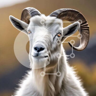 Intra Συλλεκτικό Ξύλινο Παζλ Plywood  4mm - Μεγαλοπρεπής Λευκή Κατσίκα με μεγάλα κέρατα Σε Ξύλινο Κουτί - Διαστάσεις: 10x10 cm – 25 κομμάτια - Image 1