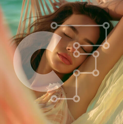 Intra Συλλεκτικό Ξύλινο Παζλ Plywood  4mm - Γυναίκα που χαλαρώνει στην αιώρα δίπλα στην παραλία ή στον ωκεανό Σε Ξύλινο Κουτί - Διαστάσεις: 10x10 cm – 25 κομμάτια - Image 1