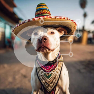 Intra Συλλεκτικό Ξύλινο Παζλ Plywood  4mm - Λευκό σκυλί με μεξικάνικο καπέλο σομπρέρο Σε Ξύλινο Κουτί - Διαστάσεις: 10x10 cm – 25 κομμάτια - Image 1