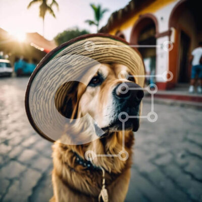 Intra Συλλεκτικό Ξύλινο Παζλ Plywood  4mm - Αστείος σκύλος με καπέλο Sombrero Σε Ξύλινο Κουτί - Διαστάσεις: 10x10 cm – 25 κομμάτια - Image 1