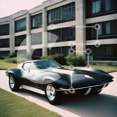 Intra Συλλεκτικό Ξύλινο Παζλ Plywood  4mm - Καλοσυντηρημένο μαύρο σπορ αυτοκίνητο παρκαρισμένο στο πεζοδρόμιο Σε Ξύλινο Κουτί - Διαστάσεις Puzzle: 10x10 cm – 25 κομμάτια - Image 1