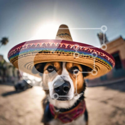 Intra Συλλεκτικό Ξύλινο Παζλ Plywood  4mm - Σκύλος που φορά μεξικάνικο καπέλο σομπρέρο Σε Ξύλινο Κουτί - Διαστάσεις: 10x10 cm – 25 κομμάτια - Image 1