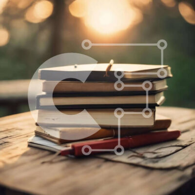 Intra Συλλεκτικό Ξύλινο Παζλ Plywood  4mm - Στοίβα από βιβλία με ηλιοβασίλεμα και στυλό Σε Ξύλινο Κουτί - Διαστάσεις Puzzle: 10x10 cm – 25 κομμάτια - Image 1