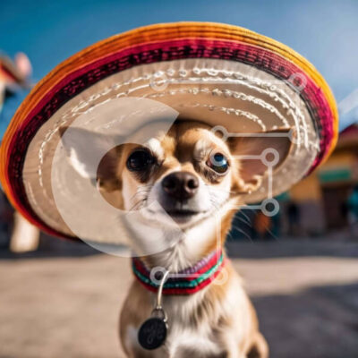 Intra Συλλεκτικό Ξύλινο Παζλ Plywood  4mm - Αξιολάτρευτο σκυλί που φορά μεξικάνικο καπέλο σομπρέρο Σε Ξύλινο Κουτί - Διαστάσεις: 10x10 cm – 25 κομμάτια - Image 1