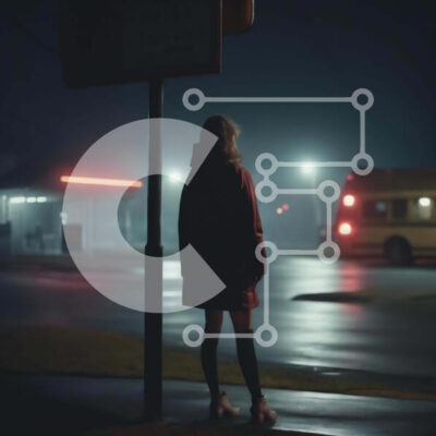 Intra Συλλεκτικό Ξύλινο Παζλ Plywood  4mm - Γυναίκα που περιμένει στη στάση του λεωφορείου τη νύχτα Σε Ξύλινο Κουτί - Διαστάσεις Puzzle: 10x10 cm – 25 κομμάτια - Image 1