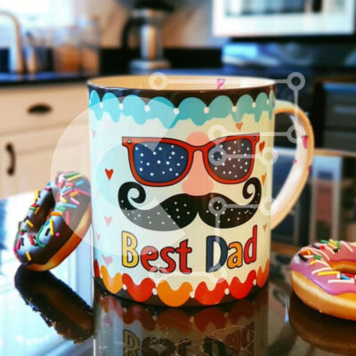 Intra Συλλεκτικό Ξύλινο Παζλ Plywood 4mm - Καλύτερη σκηνή με κούπα καφέ μπαμπά Σε Ξύλινο Κουτί - Διαστάσεις Puzzle: 10x10 cm – 25 κομμάτια - Image 1