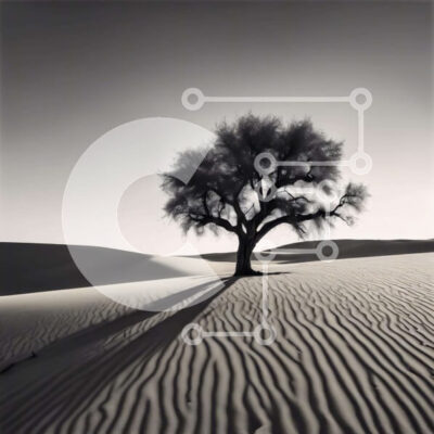 Intra Συλλεκτικό Ξύλινο Παζλ Plywood 4mm - Μοναχικό δέντρο στο έρημο τοπίο Σε Ξύλινο Κουτί - Διαστάσεις: 10x10 cm – 25 κομμάτια - Image 1