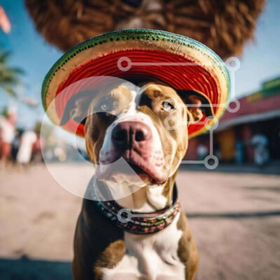 Intra Συλλεκτικό Ξύλινο Παζλ Plywood  4mm - Εορταστικό σκυλί με καπέλο Sombrero Σε Ξύλινο Κουτί - Διαστάσεις: 10x10 cm – 25 κομμάτια - Image 1