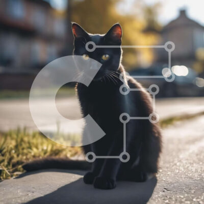 Intra Συλλεκτικό Ξύλινο Παζλ Plywood  4mm - Περίεργη μαύρη γάτα σε εξωτερικούς χώρους Σε Ξύλινο Κουτί - Διαστάσεις: 10x10 cm – 25 κομμάτια - Image 1