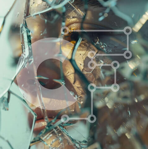 Intra Συλλεκτικό Ξύλινο Παζλ Plywood  4mm - Γυναικείο πρόσωπο με σπασμένο γυαλί Σε Ξύλινο Κουτί - Διαστάσεις Puzzle: 10x10 cm – 25 κομμάτια - Image 1