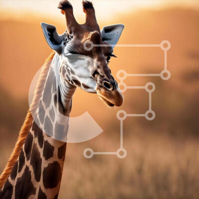 Intra Συλλεκτικό Ξύλινο Παζλ Plywood  4mm - Καμηλοπάρδαλη σε ένα χορταριασμένο χωράφι Σε Ξύλινο Κουτί - Διαστάσεις: 10x10 cm – 25 κομμάτια - Image 1