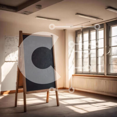 Intra Συλλεκτικό Ξύλινο Παζλ Plywood  4mm - Μαυροπίνακας στο καβαλέτο σε άδειο δωμάτιο με μεγάλα παράθυρα Σε Ξύλινο Κουτί - Διαστάσεις Puzzle: 10x10 cm – 25 κομμάτια - Image 1