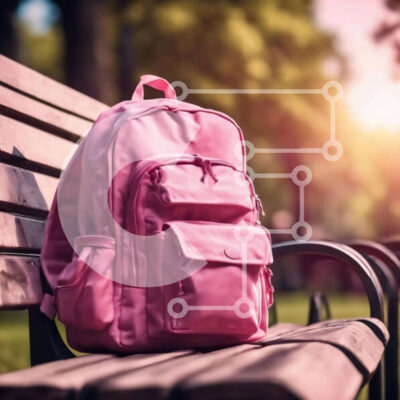 Intra Συλλεκτικό Ξύλινο Παζλ Plywood  4mm - Ροζ σακίδιο πλάτης σε εξωτερικό πάγκο Σε Ξύλινο Κουτί - Διαστάσεις: 10x10 cm – 25 κομμάτια - Image 1