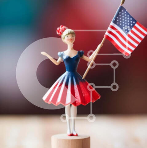 Intra Συλλεκτικό Ξύλινο Παζλ Plywood 4mm - Ειδώλιο αμερικανικής σημαίας για τον εορτασμό της 4ης Ιουλίου Σε Ξύλινο Κουτί - Διαστάσεις: 10x10 cm – 25 κομμάτια - Image 1