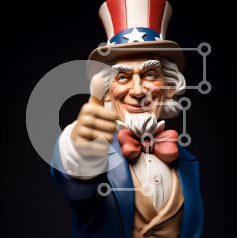 Intra Συλλεκτικό Ξύλινο Παζλ Plywood  4mm - Άγαλμα του θείου Σαμ που δίνει μπράβο για τις 4 Ιουλίου Σε Ξύλινο Κουτί - Διαστάσεις: 10x10 cm – 25 κομμάτια - Image 1