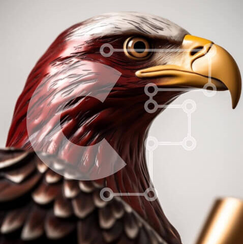 Intra Συλλεκτικό Ξύλινο Παζλ Plywood 4mm - Κοντινό πλάνο του αγάλματος του αετού Σε Ξύλινο Κουτί - Διαστάσεις: 10x10 cm – 25 κομμάτια - Image 1