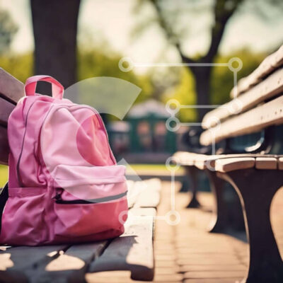 Intra Συλλεκτικό Ξύλινο Παζλ Plywood  4mm - Ροζ σακίδιο πλάτης στον πάγκο του πάρκου Σε Ξύλινο Κουτί - Διαστάσεις: 10x10 cm – 25 κομμάτια - Image 1