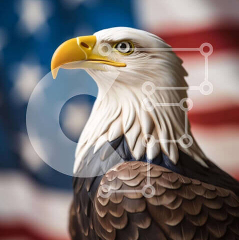 Intra Συλλεκτικό Ξύλινο Παζλ Plywood  4mm - Άγαλμα αμερικανικού αετού με σημαίες Σε Ξύλινο Κουτί - Διαστάσεις Puzzle: 10x10 cm – 25 κομμάτια - Image 1