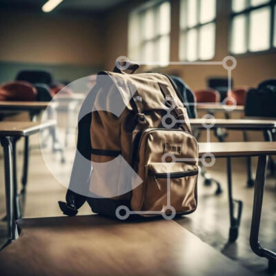 Intra Συλλεκτικό Ξύλινο Παζλ Plywood  4mm - Σακίδιο πλάτης στο γραφείο στην τάξη Σε Ξύλινο Κουτί - Διαστάσεις Puzzle: 10x10 cm – 25 κομμάτια - Image 1