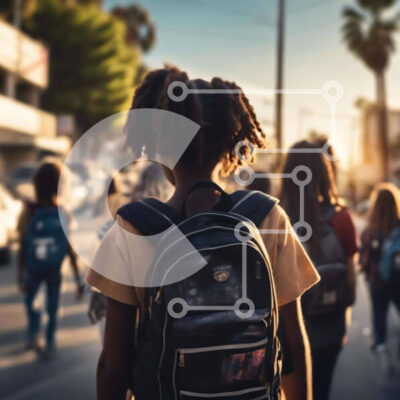 Intra Συλλεκτικό Ξύλινο Παζλ Plywood  4mm - Μαθητές που περπατούν από ή προς το σχολείο με σακίδια Σε Ξύλινο Κουτί - Διαστάσεις Puzzle: 10x10 cm – 25 κομμάτια - Image 1