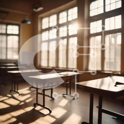 Intra Συλλεκτικό Ξύλινο Παζλ Plywood 4mm - Άδεια τάξη με γραφεία και φορητό υπολογιστή Σε Ξύλινο Κουτί - Διαστάσεις Puzzle: 10x10 cm – 25 κομμάτια - Image 1