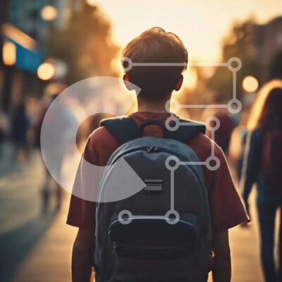 Intra Συλλεκτικό Ξύλινο Παζλ Plywood  4mm - Νεαρός άνδρας που περπατά στο δρόμο με το σακίδιο Σε Ξύλινο Κουτί - Διαστάσεις Puzzle: 10x10 cm – 25 κομμάτια - Image 1