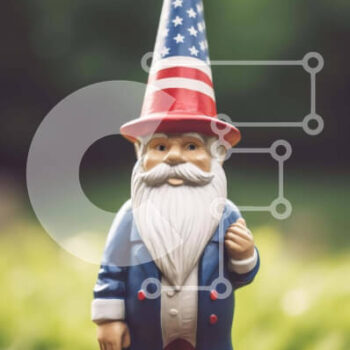 Intra Συλλεκτικό Ξύλινο Παζλ Plywood  4mm - Πατριωτικό στοιχειό με καπέλο αμερικανικής σημαίας στον κήπο Σε Ξύλινο Κουτί - Διαστάσεις Puzzle: 10x10 cm – 25 κομμάτια - Image 1