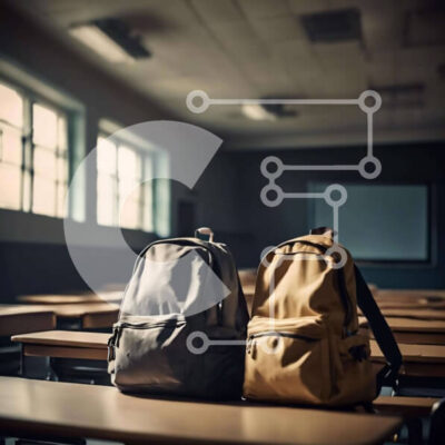 Intra Συλλεκτικό Ξύλινο Παζλ Plywood  4mm - Δύο σακίδια στην άδεια τάξη Σε Ξύλινο Κουτί - Διαστάσεις Puzzle: 10x10 cm – 25 κομμάτια - Image 1