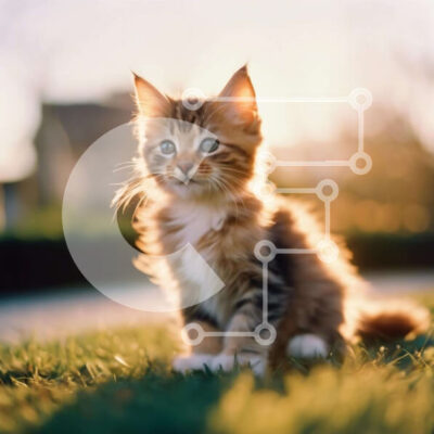 Intra Συλλεκτικό Ξύλινο Παζλ Plywood  4mm - Αξιολάτρευτο καφέ και λευκό γατάκι που κάθεται στο γρασίδι Σε Ξύλινο Κουτί - Διαστάσεις: 10x10 cm – 25 κομμάτια - Image 1