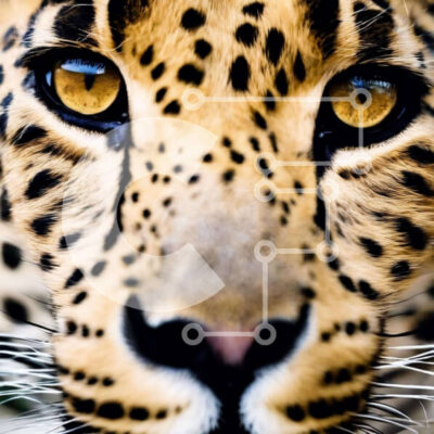 Intra Συλλεκτικό Ξύλινο Παζλ Plywood 4mm - Περίεργη λεοπάρδαλη που κοιτάζει την κάμερα Σε Ξύλινο Κουτί - Διαστάσεις: 10x10 cm – 25 κομμάτια - Image 1