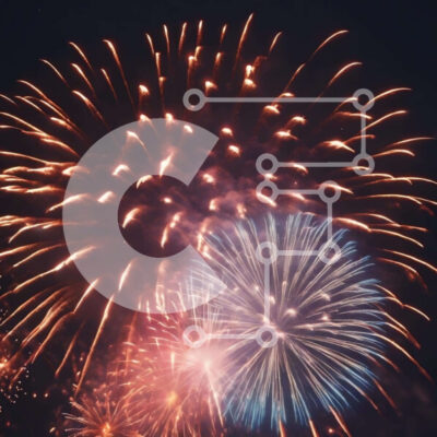 Intra Συλλεκτικό Ξύλινο Παζλ Plywood  4mm - Πολύχρωμη επίδειξη πυροτεχνημάτων στον νυχτερινό ουρανό Σε Ξύλινο Κουτί - Διαστάσεις: 10x10 cm – 25 κομμάτια - Image 1