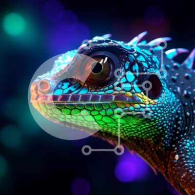 Intra Συλλεκτικό Ξύλινο Παζλ Plywood  4mm - Πολύχρωμη σαύρα με φωτεινά χρώματα και φώτα Σε Ξύλινο Κουτί - Διαστάσεις: 10x10 cm – 25 κομμάτια - Image 1